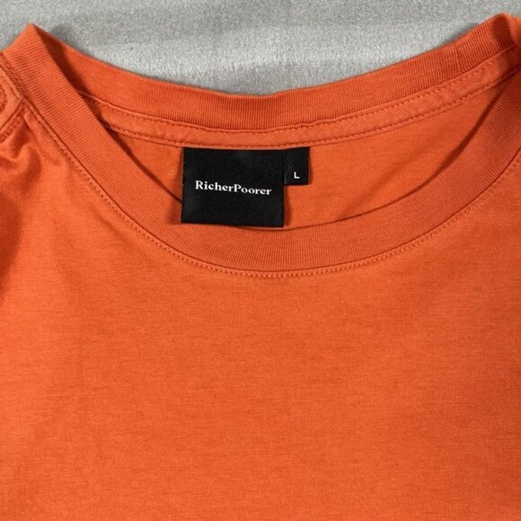 RicherPoorer Shirt Mens Large Orange Pima Cotton Crew Neck Pocket Tee Peru - Picture 2 of 6